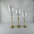 Gold glass candle holde set of 3